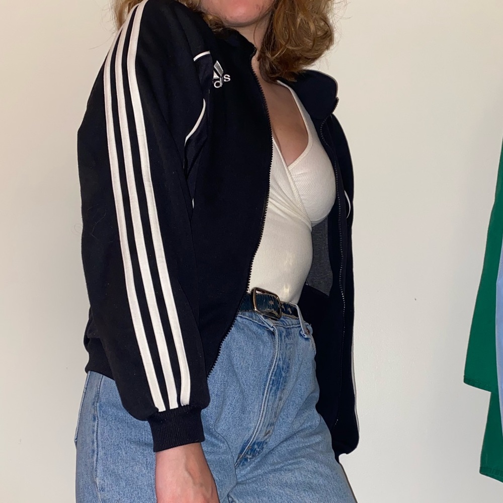 black adidas zip up jacket